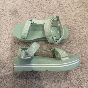 Guess Light Green Platform Sandals